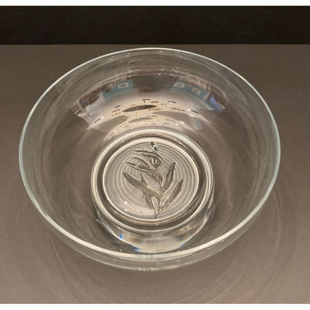 Vintage Dansk Clear Glass Crystal With Embossed Leaf Design‎ 9 1/2" Serving Bowl